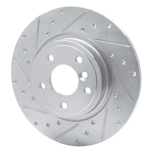 Jaguar XE Brake Rotor (1) - Rear Left - R1 Concepts - Drilled & Slotted - Silver - `17-`19
